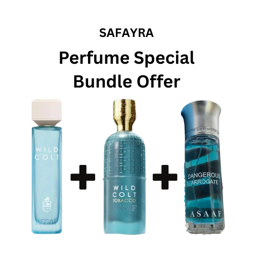 عرض باقة العطور المميزة – وايلد كولت الأصلي + وايلد كولت توباكو + دانجرس أروغيت من أساف