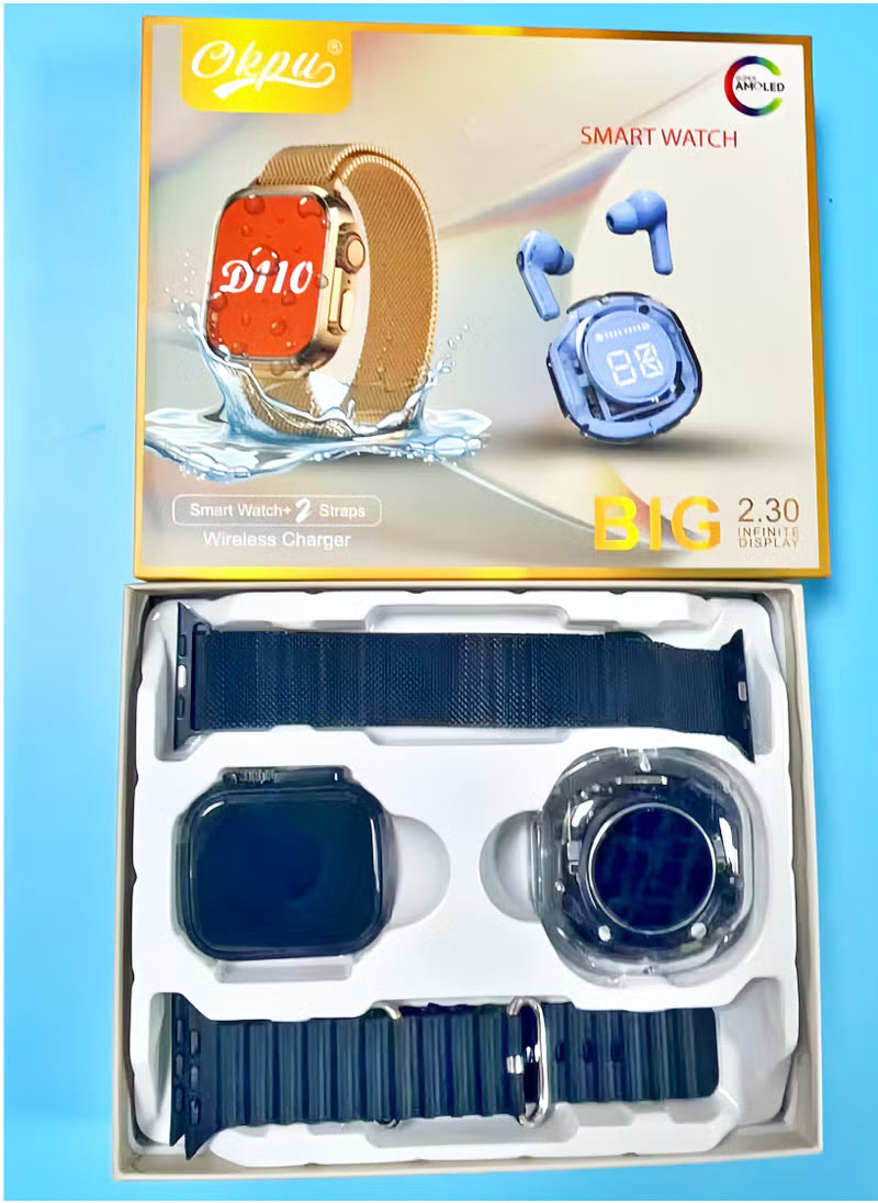 الساعة الذكية الجديدة بشاشة كبيرة 2.3 بوصة مع سماعة بلوتوث D110