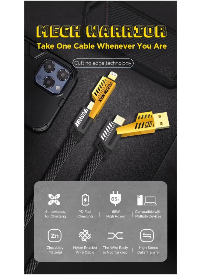 كابل شحن سريع 4 في 1 بقوة 65 واط